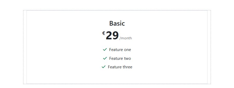 Pricing table